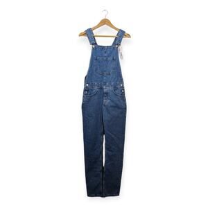 NWT ASOS Design Mid Blue Denim Straight Leg Overalls Size XXS